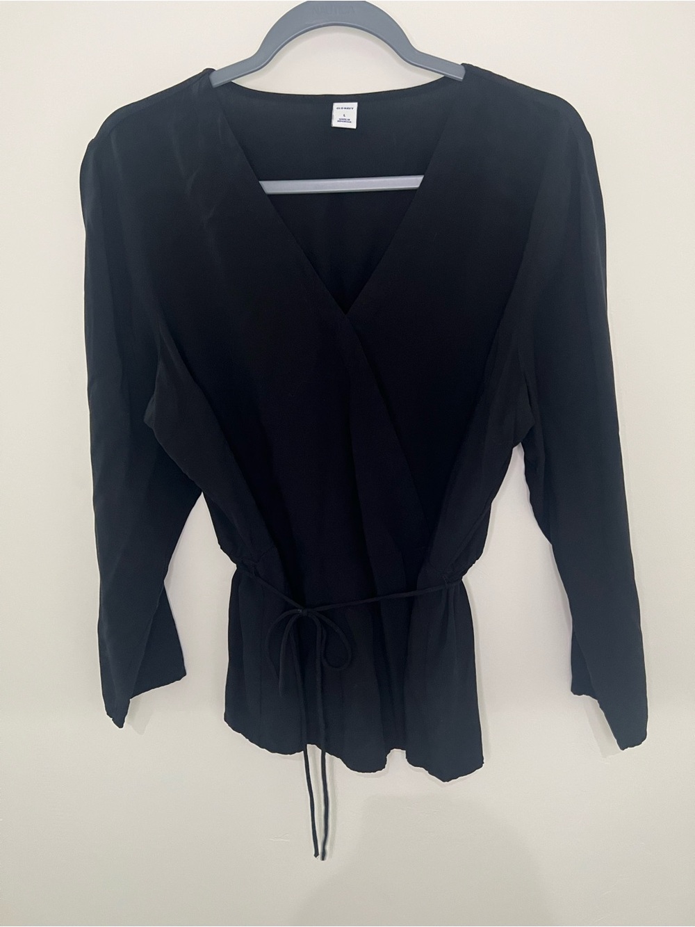 Old Navy Black Wrap Tie-Front Blouse